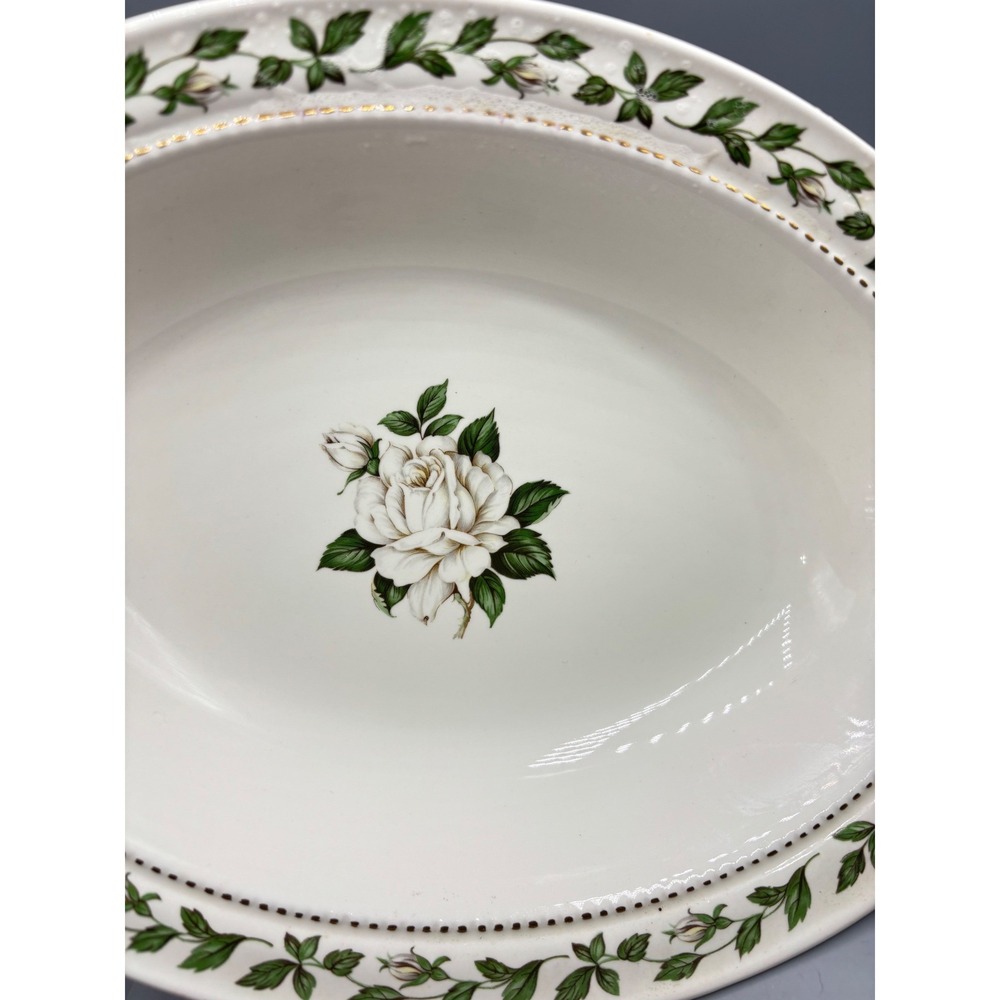 Hall Superior Quality Cameo Rose Oval Serving Bowl Vintage Mary Dunbar 10 Inch - Picture 7 of 7